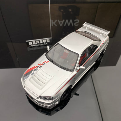 MOTORHELIX 1/18 NISMO SKYLINE GT-R (R34) Modelo de coche de simulación totalmente abierto de aleación PERSONALIZADO POR NISMO