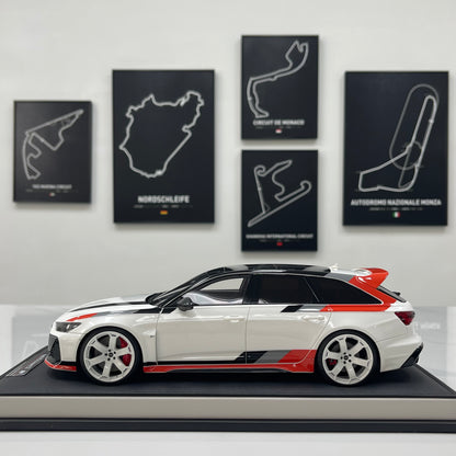 MOTORHELIX 1/18 Audi RS6 Avant GT Acona White Resin Closed Model
