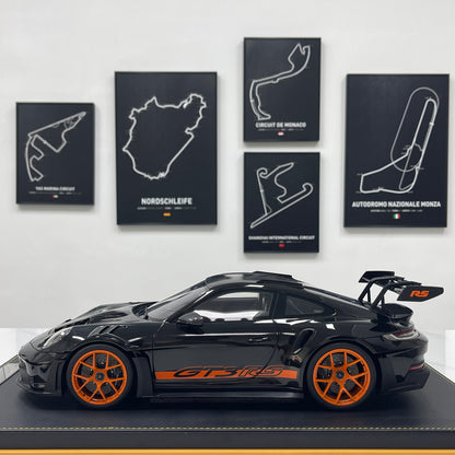 IVY 1/12 Porsche 992 GT3 RS Black with Orange Wheels Limited Edition Model Car