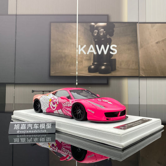 BBA CAR MODEL 1/18 Ferrari 458GT pink limited edition car model ornament