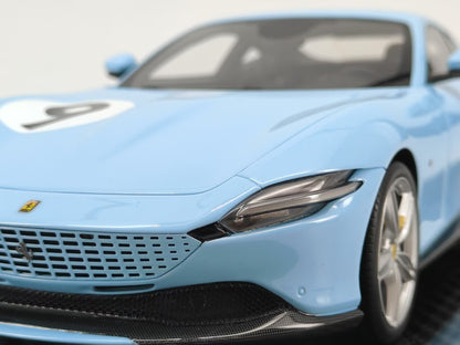 BBR 1/18 Ferrari Roma Prata Blue No. 9 Limited Edition Car Model Ornaments