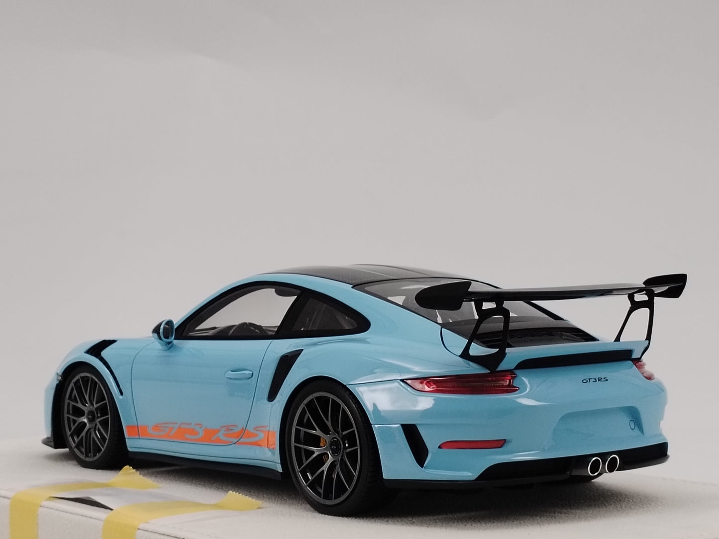 MAKEUP 1/18 Porsche 991.2 GT3RS WEISSACH PACKAGE 2018 Gulf Blue Carbon Fiber Cover Simulation Model Car EML072C