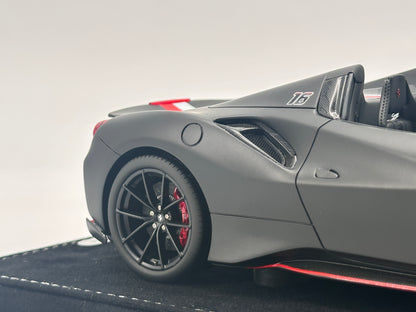 BBR 1/18 Ferrari 488 Pista Spider Red and White Decals, Matte Black Resin High-end Model