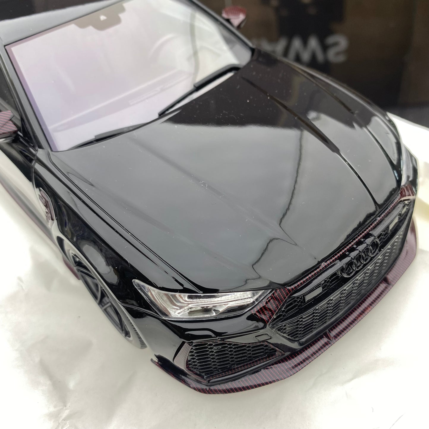 Adorno de coche de simulación Audi RS6 en olla de cocción lenta negra TopSpeed ​​1/18 ABT