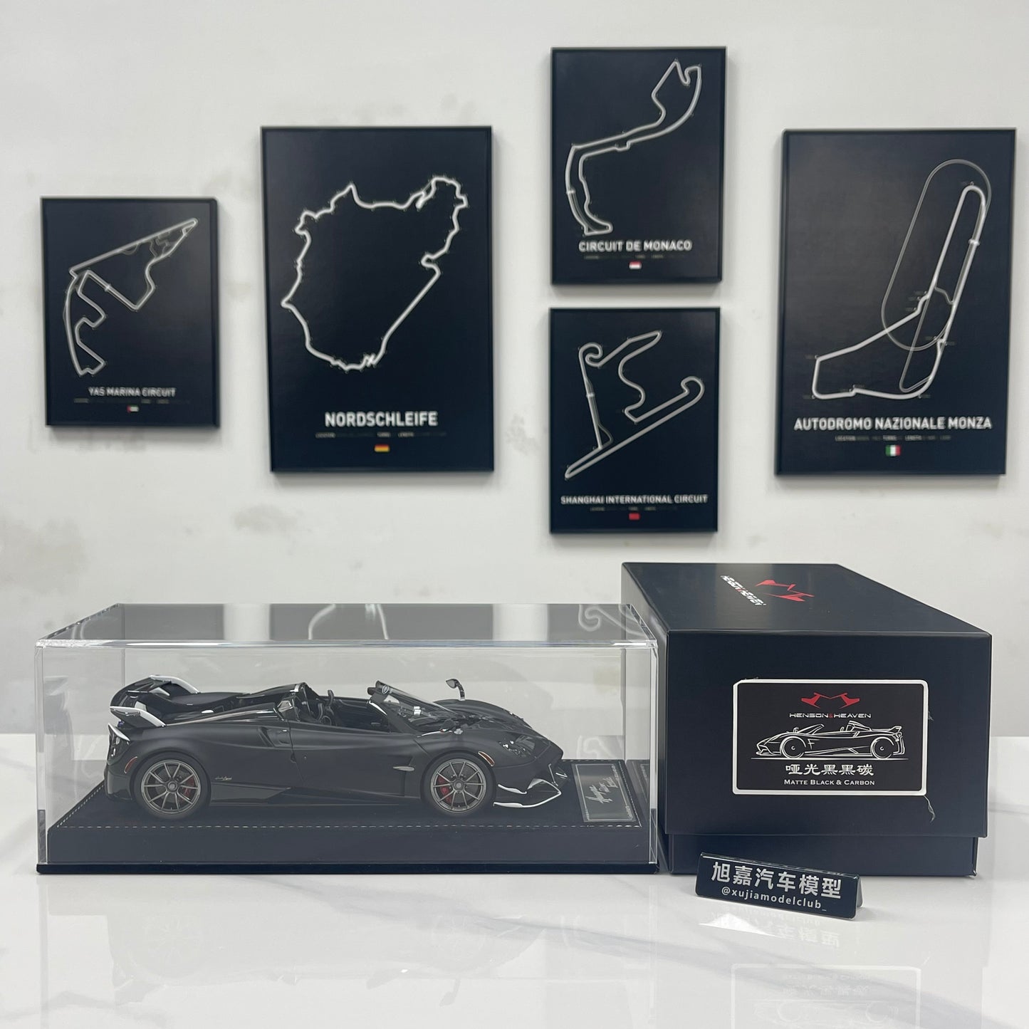 HH Model 1/18 Pagani Huayra Matte Black Carbon HH663