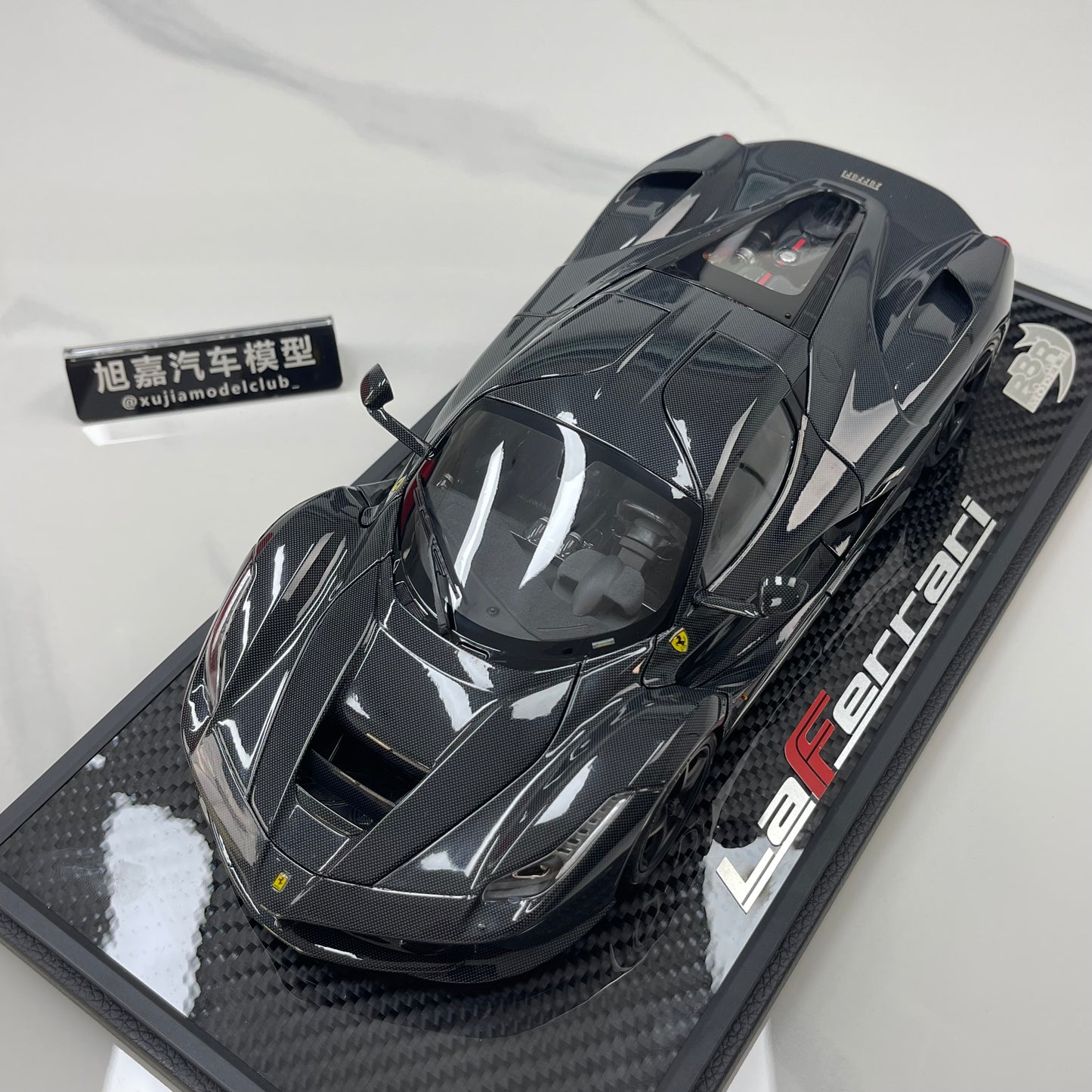 BBR 1/18 Ferrari LaFerrari, Alloy Alloy Fully Open, Carbon Fiber Sole, Black Knight BBR182244A
