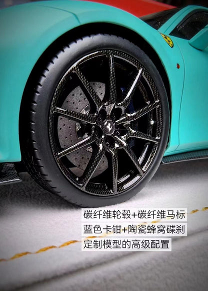 MR 1/18 Ferrari 488 pista special edition matte Tiffany blue limited edition of 28 simulated car model ornaments