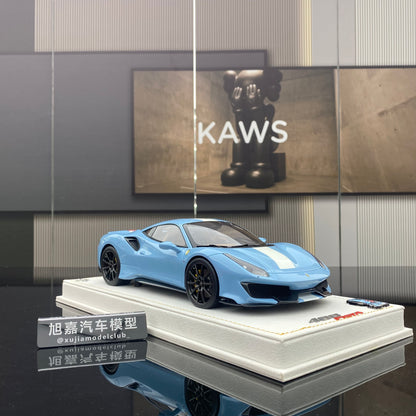 MR 1/18 2025 Year of the Snake Edition Ferrari 488 pista Plata Blue car model