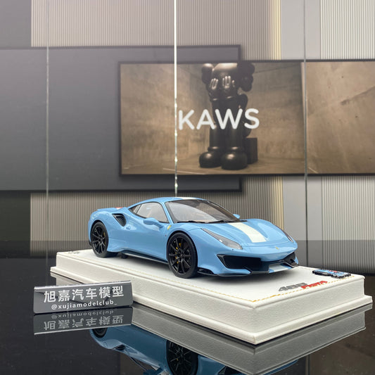 MR 1/18 2025 Year of the Snake Edition Ferrari 488 pista Plata Blue car model