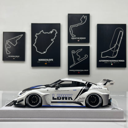 BBA MODEL 1/18 Nissan GTR 35GT-RR Blue and White Limited Edition Model Car