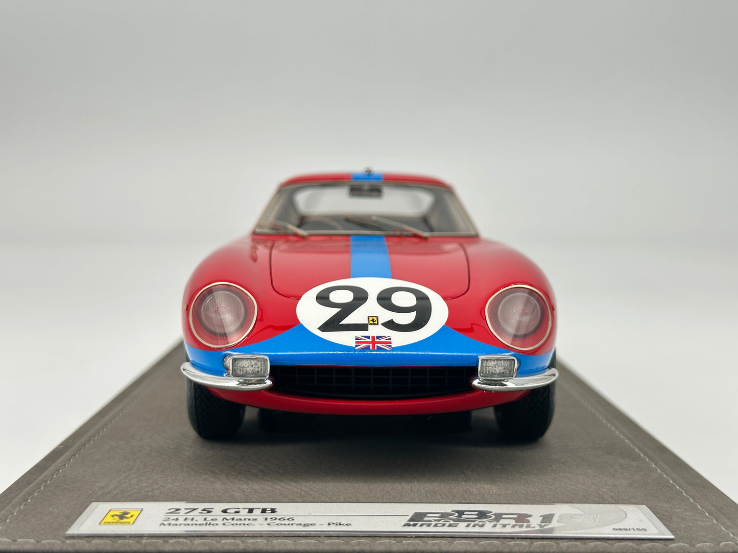 BBR 1/18 Ferrari 275GTB 24H LeMans 1966 Red Blue Stripe Resin Model Car