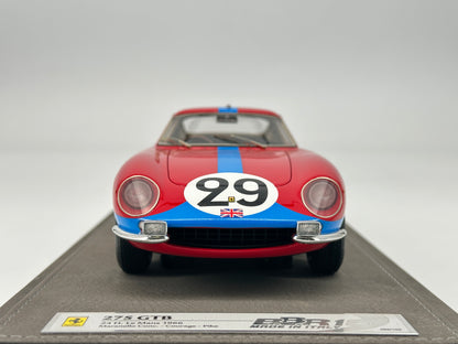 BBR 1/18 Ferrari 275GTB 24H LeMans 1966 Red Blue Stripe Resin Model Car