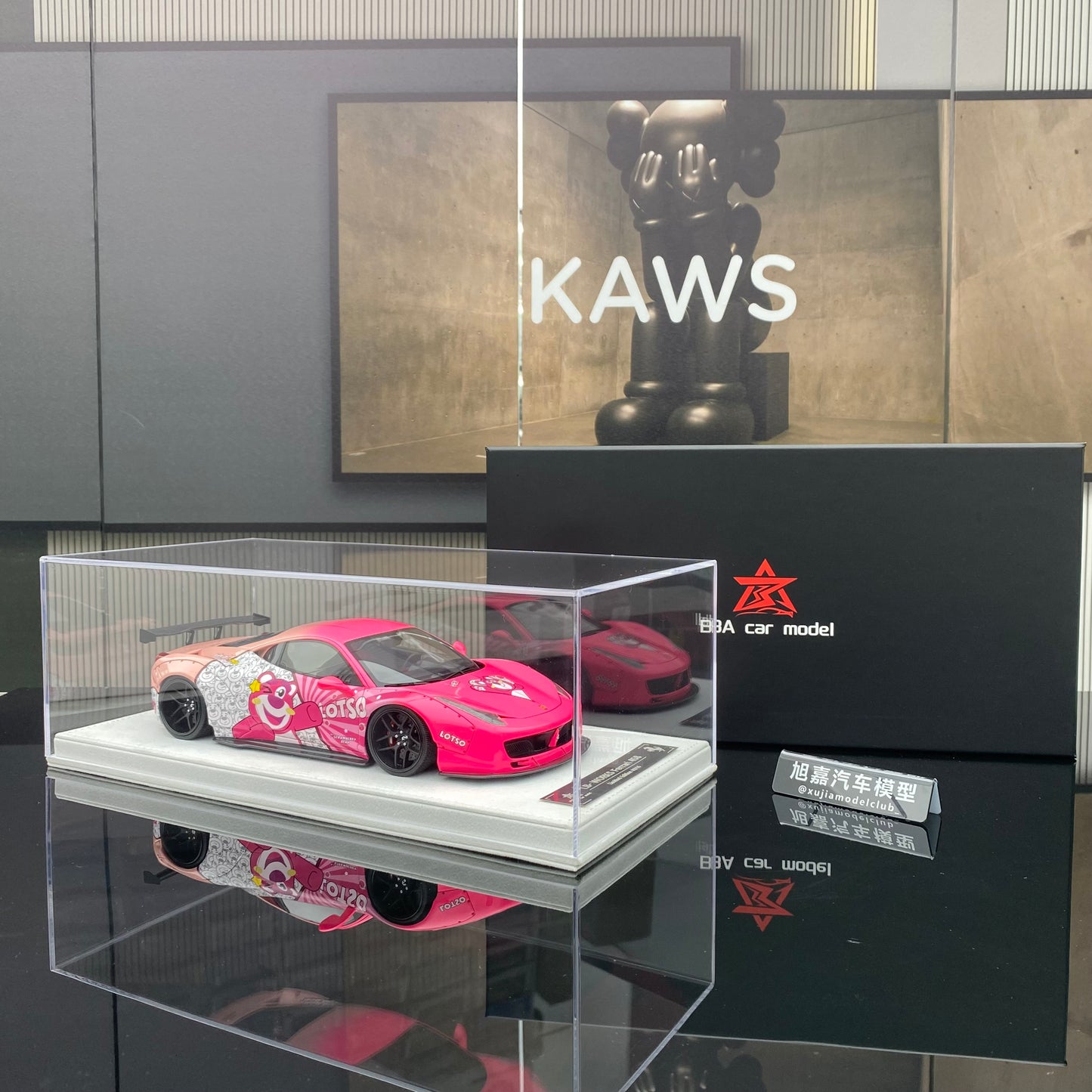 BBA CAR MODEL 1/18 Ferrari 458GT pink limited edition car model ornament