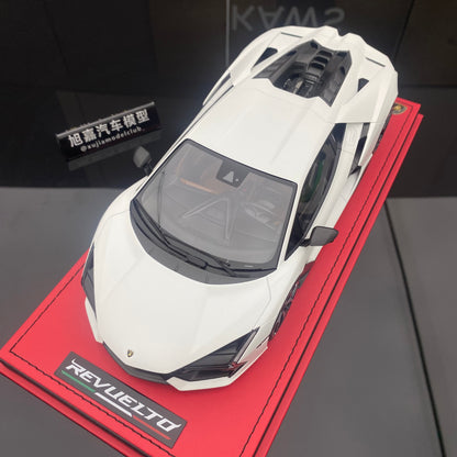 Colección de adornos de simulación de coche Lamborghini Reveulto Starlight White a escala 1/18