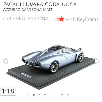BBR 1/18 Pagani Huayra Codalunga
Azzurro Sardegna Matt