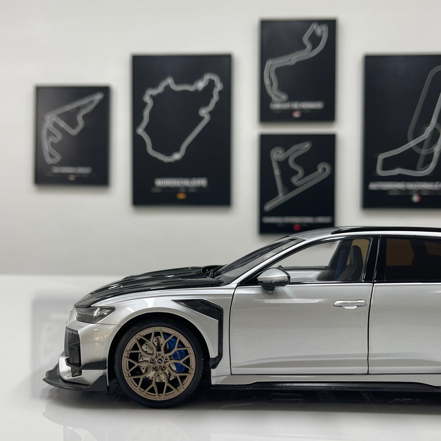 KILO Works 1/18 Audi Darwin RS6 Foil Silver Alloy Fully Open Simulation Model Car