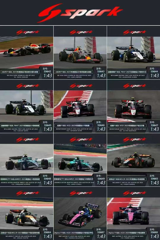 Spark 1:43, the new 2025 US Grand Prix F1 model, is now available for pre-order!