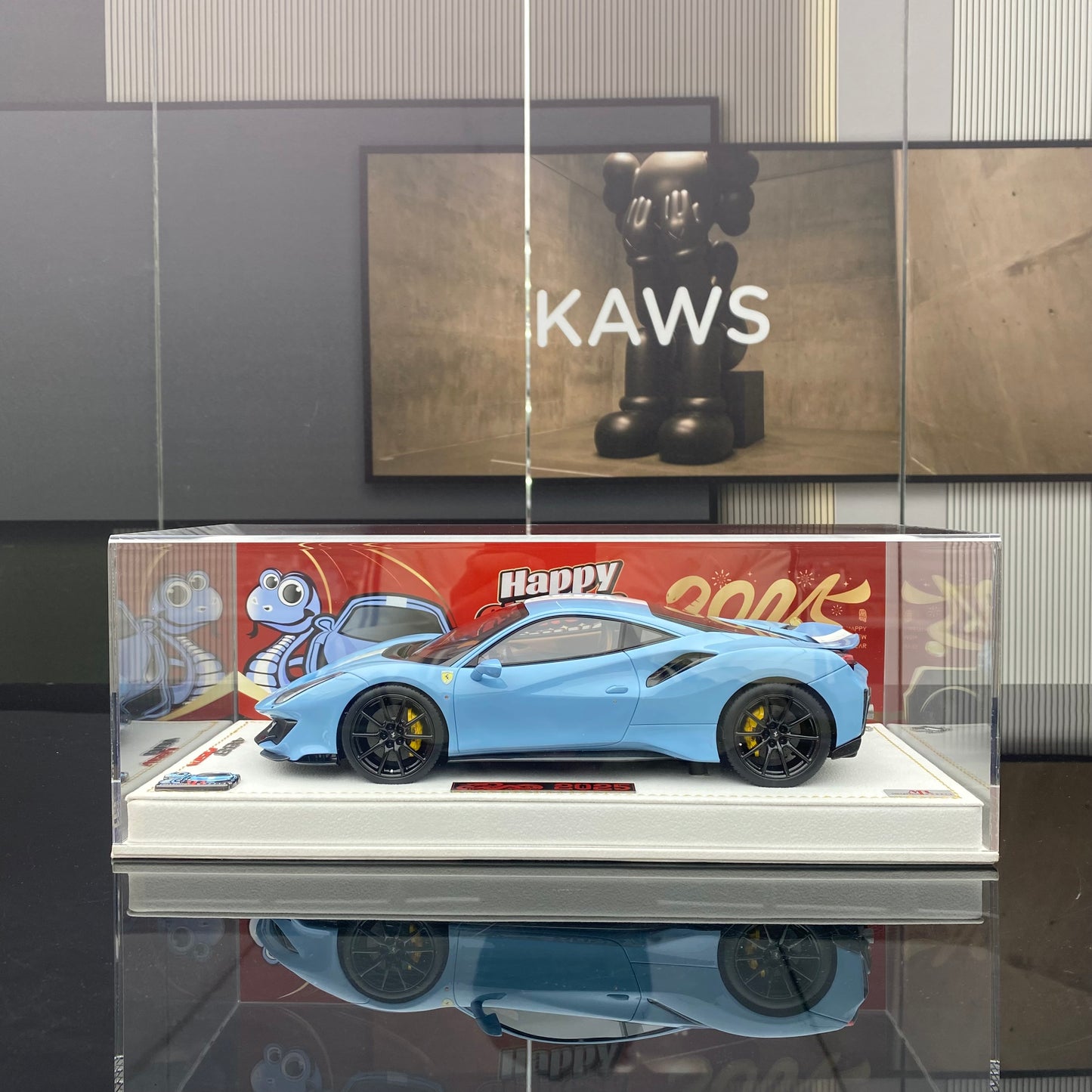 MR 1/18 2025 Year of the Snake Edition Ferrari 488 pista Plata Blue car model