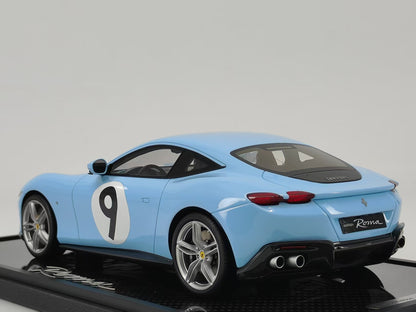 BBR 1/18 Ferrari Roma Prata Blue No. 9 Limited Edition Car Model Ornaments