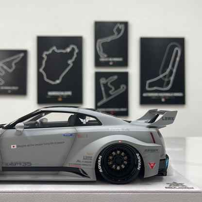 BBA MODEL 1/18 Nissan GTR 35GT-RR Fighter Gray Limited Edition Model Car
