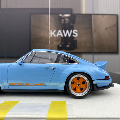 MAKEUP 1/18 Porsche Singer 911 DLS Gulf Blue Limited Edition Car Model Ornament