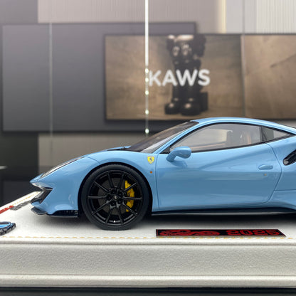MR 1/18 2025 Year of the Snake Edition Ferrari 488 pista Plata Blue car model