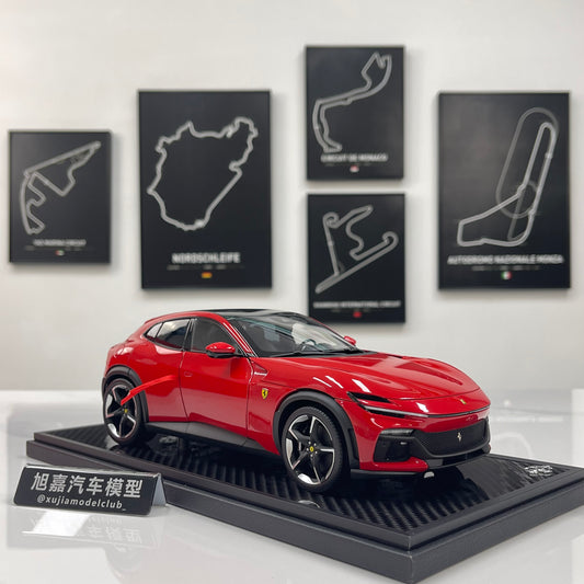 BBR 1/18 Ferrari Purosangue Black Top Carbon Fiber Base Standard Red HE180052ACH