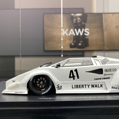 TOPSPEED 1/18 Lamborghini Countach LB-WORKS White Simulation Car Model