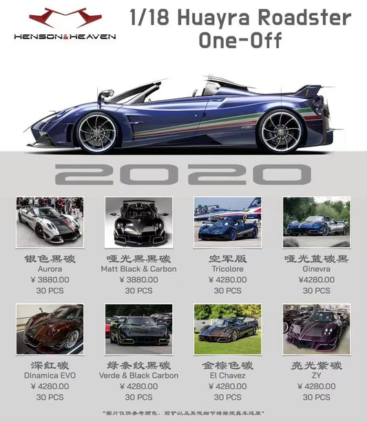pre-sell HH MODEL 1/18 Pagani Huayra roadster simulation car model ornaments