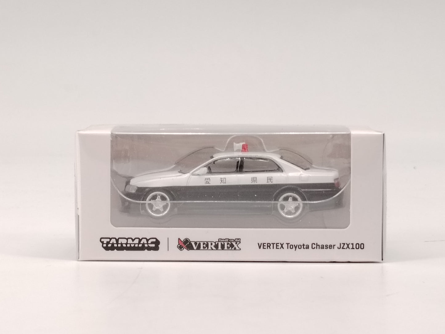 Tarmac Works 1/64 Toyota Chaser JZX100 Black and White Police Car Diecast Model T64G-007-BW