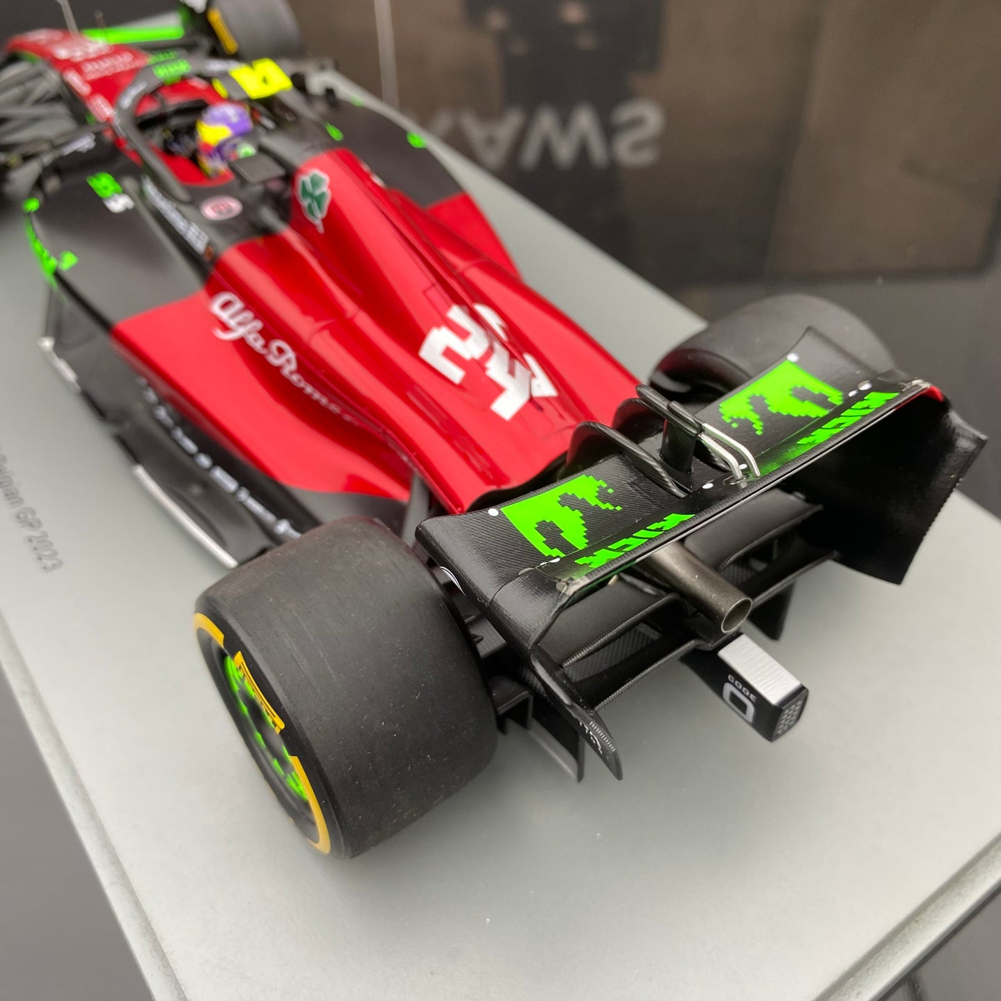 SPARK 1/18 Alfa Romeo F1 Team C43 2023 Belgian Grand Prix Zhou Guanyu Red Simulation Car Model Ornament