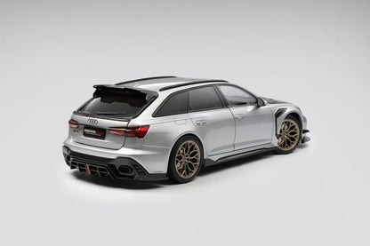 KiloWorks 1:18 Diecast Model — DarwinPRO Audi RS6 (Fully Opening) — Blade Silver — Carbon Fiber Hood with Vossen HF2 Wheels
