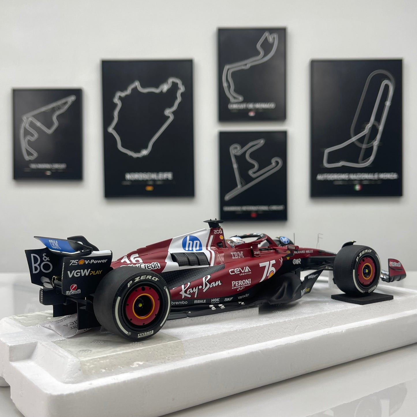 BBR 1:18 Ferrari SF25 F1 Car — Monaco GP 2nd Place (#16) — P18267C16
