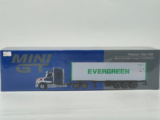 MINIGT 1/64 Transporter Western Star 49X Blue, White and Green Diecast Model MGT00597