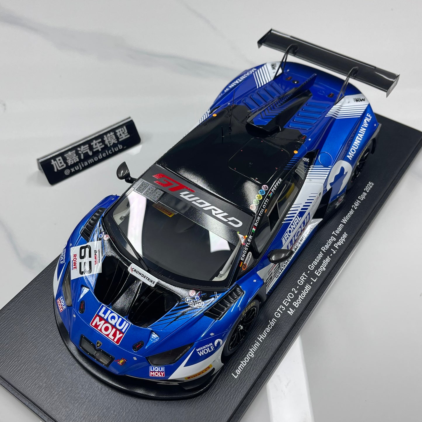 Spark 1/18 Lamborghini Huracán GT3 EVO 2 – 2025 Spa 24 Hours Winner (No. 63, Blue Livery) – 18SPA2025