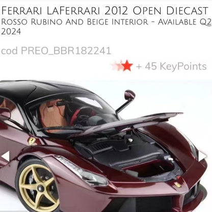Ferrari Lafa BBR 1/18 - Modelo de coche de simulación de aleación roja metalizada, totalmente abierto, adorno