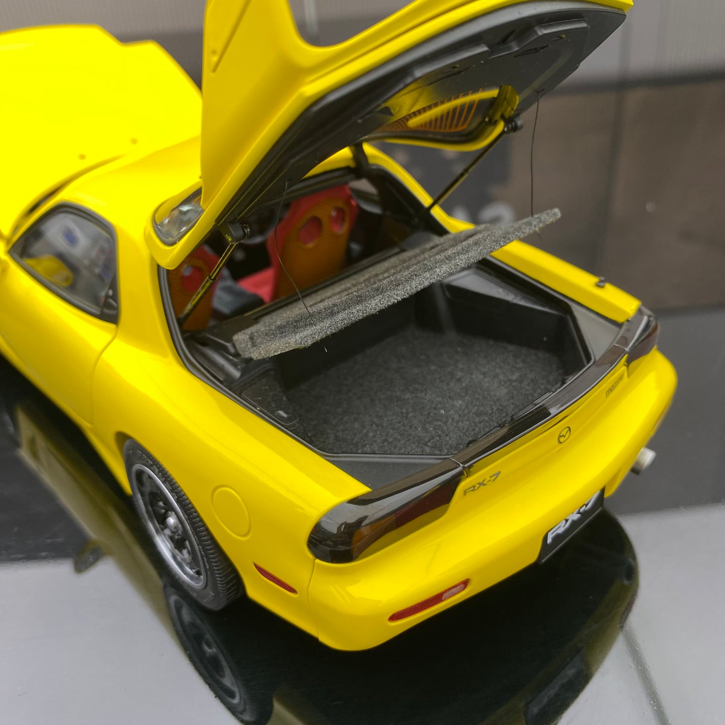 POLAR MASTER 1/18 Mazda RX7 SPEED yellow alloy full-open simulation car model