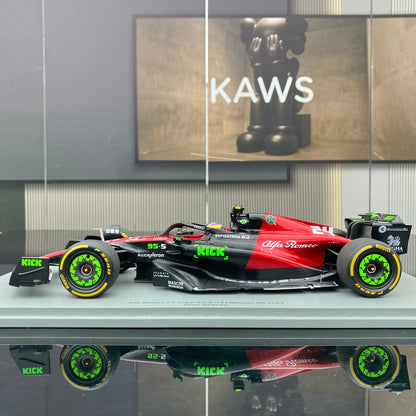 SPARK 1/18 Alfa Romeo F1 Team C43 2023 Belgian Grand Prix Zhou Guanyu Red Simulation Car Model Ornament
