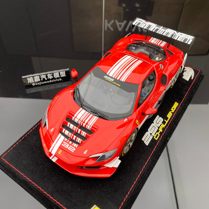 BBR 1/18 Ferrari 296 Challenge Track Edition Simulation Car Model Ornaments