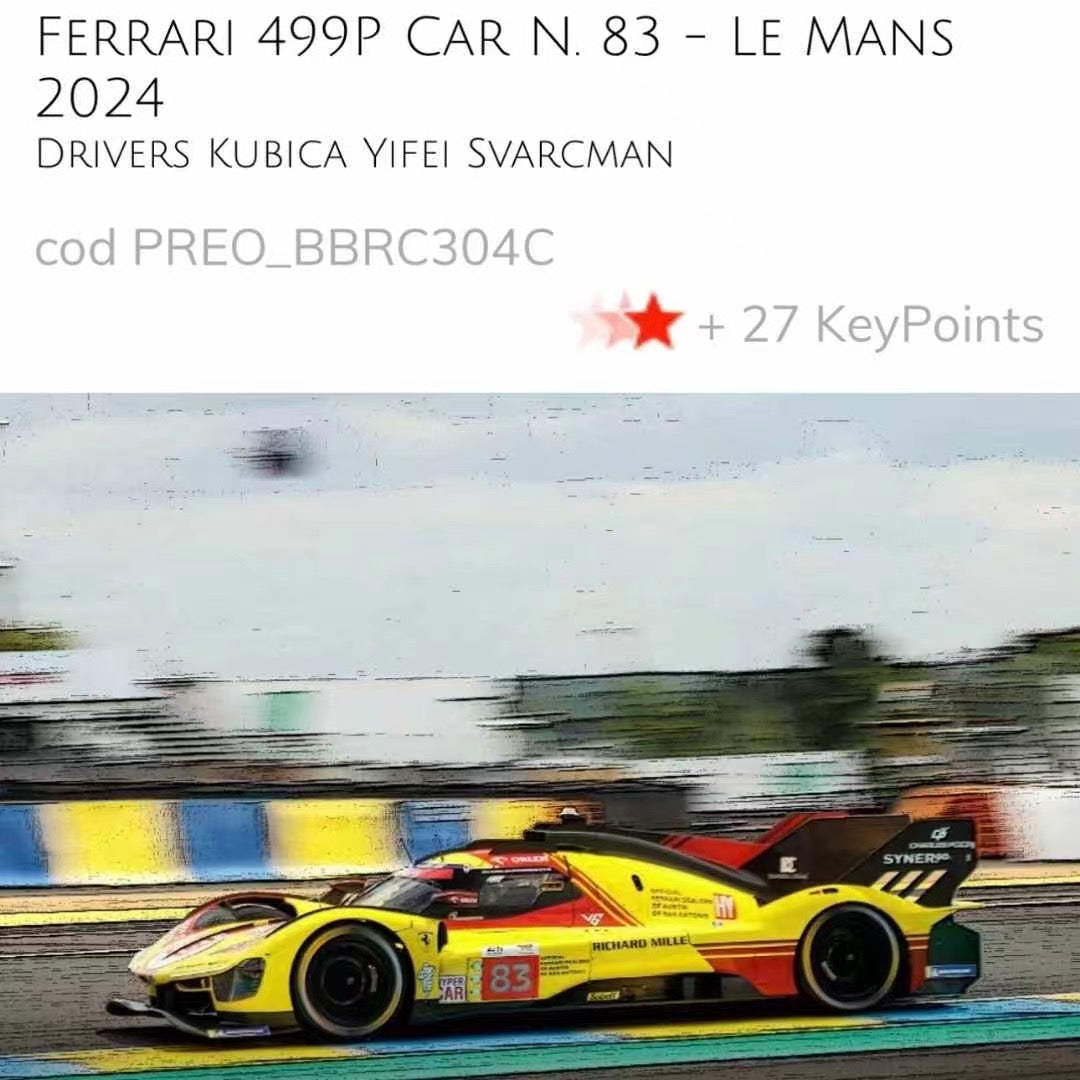 pre-sell BBR 1/43 Ferrari 499P LE MANS 2024 2024 Le Mans Ferrari defends its title