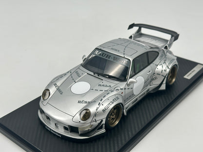 Ignition Model 1/18 Porsche RWB Silver Pig Limited Edition Simulation Car Model Ornaments