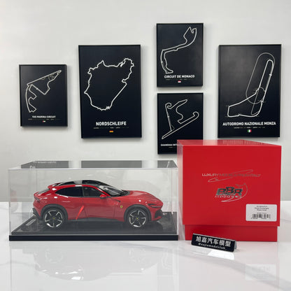 BBR 1/18 Ferrari Purosangue Black Top Carbon Fiber Base Standard Red HE180052ACH