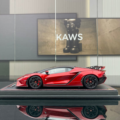 MR 1/18 Lamborghini Invencible coche deportivo con techo rígido rojo metalizado modelo de coche de edición limitada