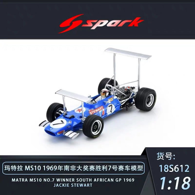 spark 1/18 MATRA MS10 NO.7 WINNER SOUTH AFRICAN GP 1969
JACKIE STEWART 18S612