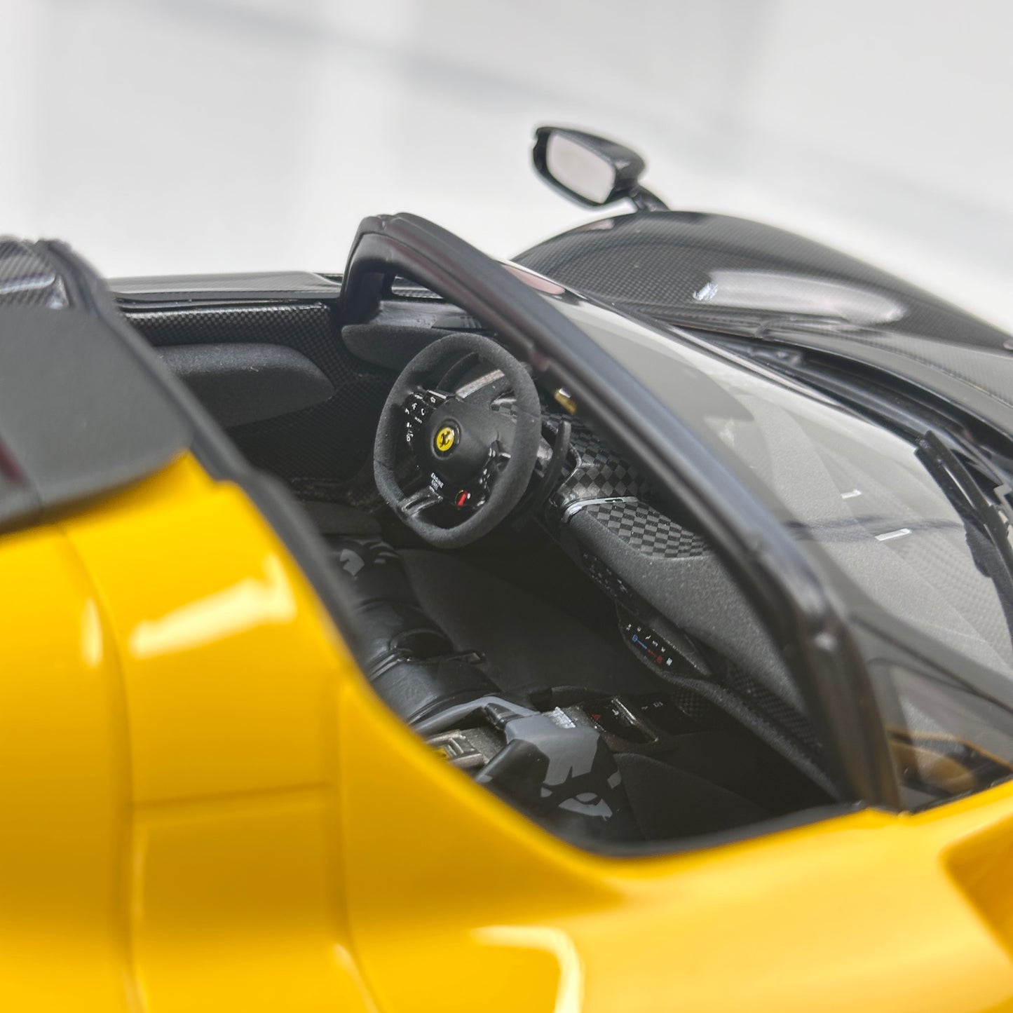 BBR 1/18 Ferrari SP3 Daytona 599+1 Spider - Open Roof Modena Yellow/Black Carbon Fiber P18214TMOCH