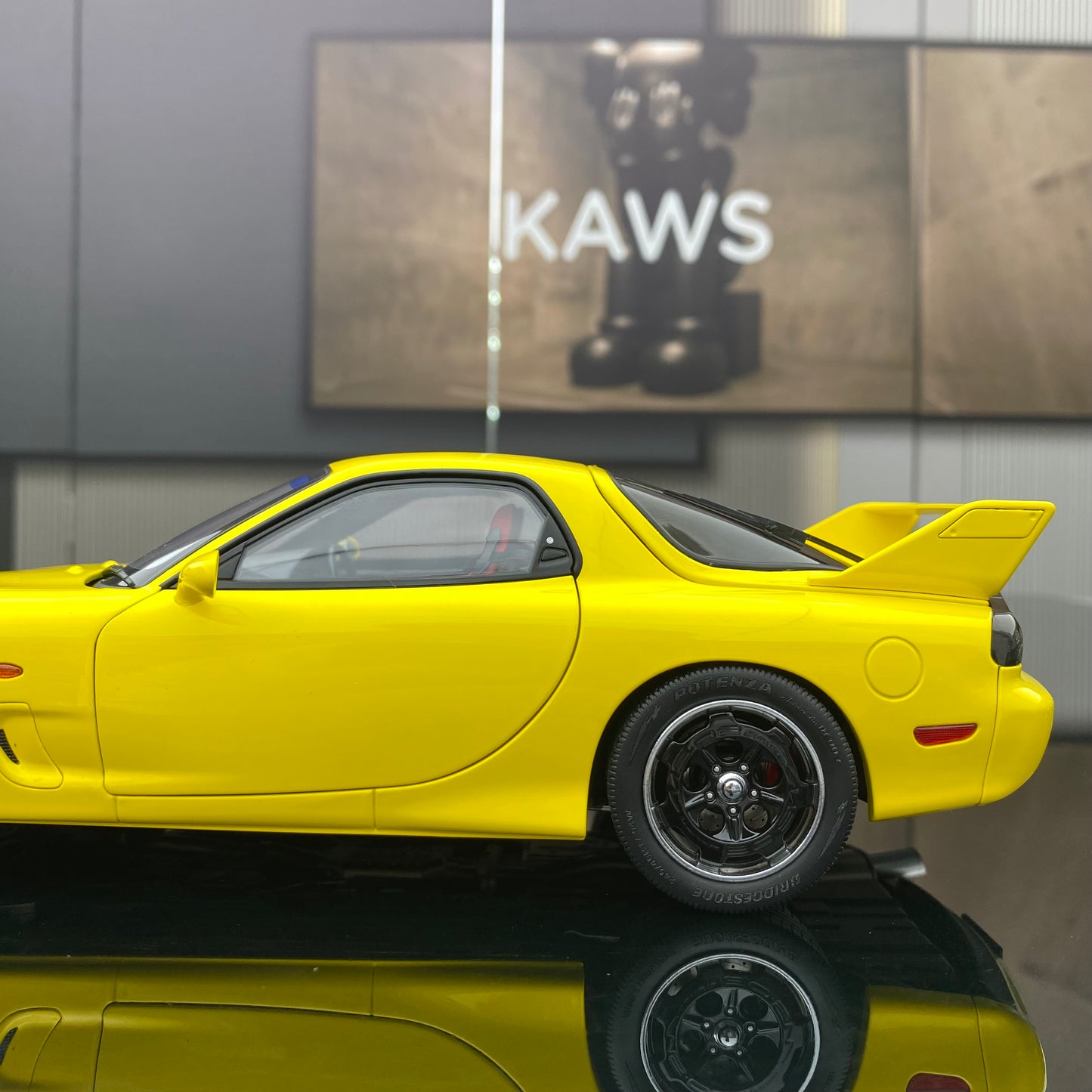 POLAR MASTER 1/18 Mazda RX7 SPEED yellow alloy full-open simulation car model
