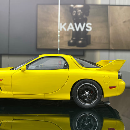 POLAR MASTER 1/18 Mazda RX7 SPEED yellow alloy full-open simulation car model