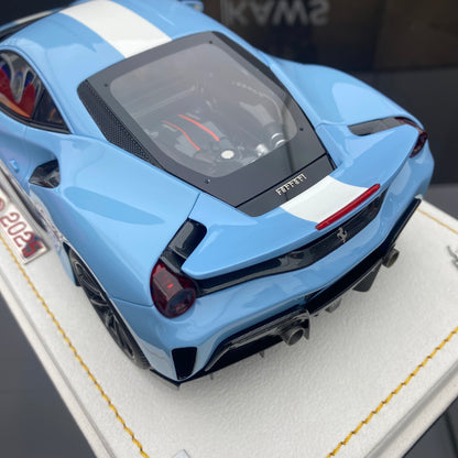 MR 1/18 2025 Year of the Snake Edition Ferrari 488 pista Plata Blue car model