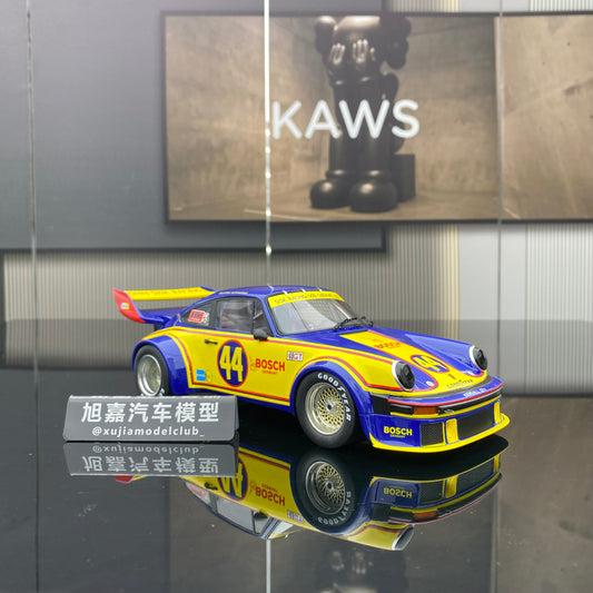 TOPSPEED 1/18 Porsche 934.5 blue and yellow painting simulation car model collection ornaments