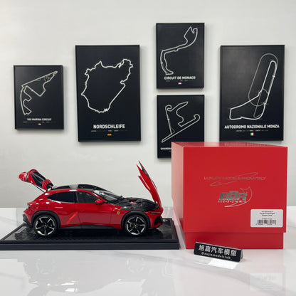 BBR 1/18 Ferrari Purosangue Black Top Carbon Fiber Base Standard Red HE180052ACH
